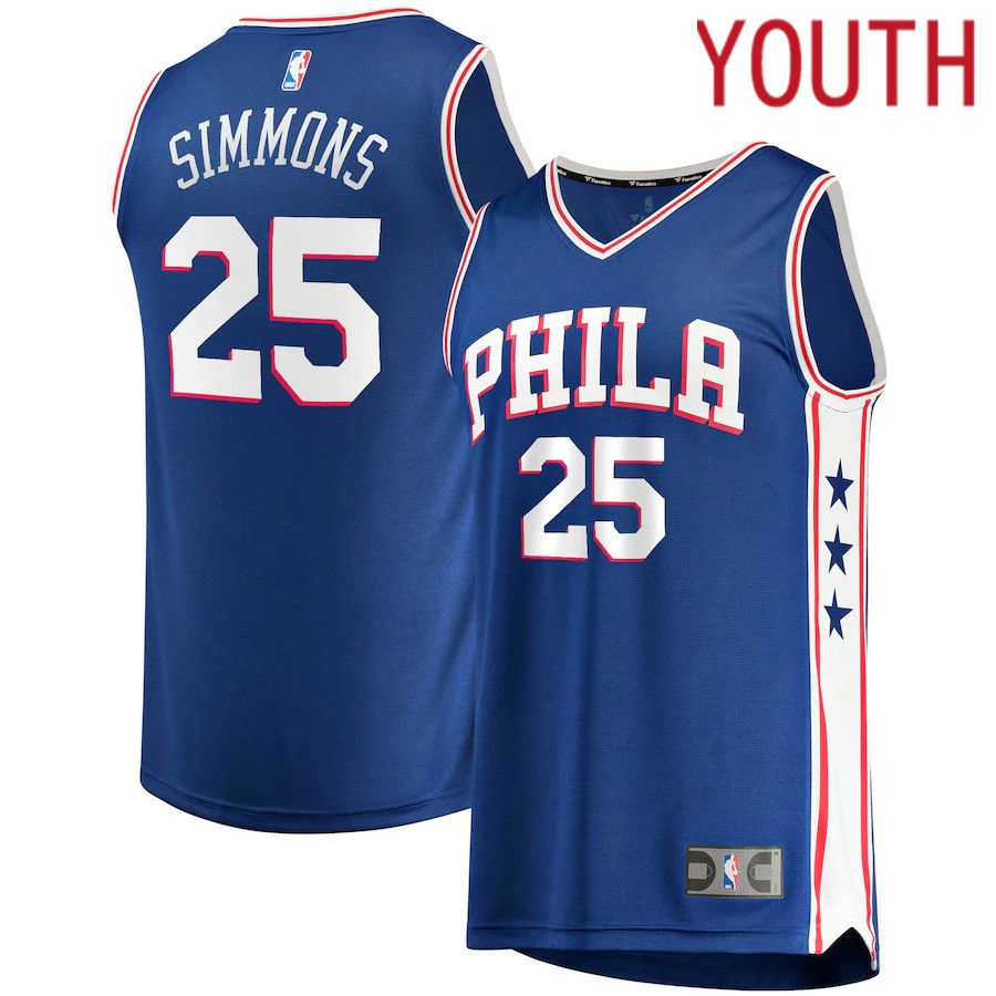 Youth Philadelphia 76ers #25 Ben Simmons Fanatics Branded Royal Fast Break Replica NBA Jersey-0